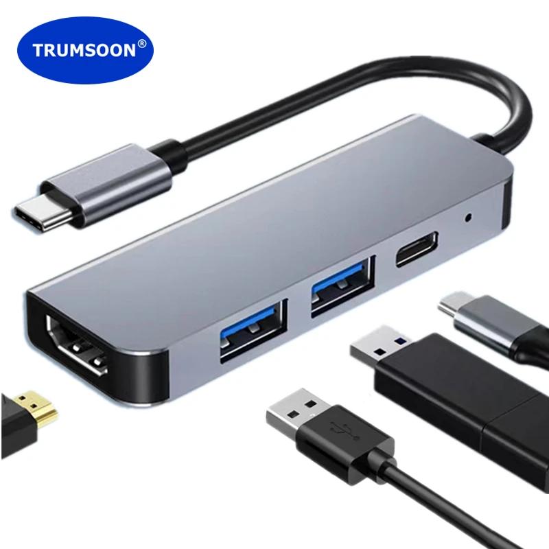 Trumsoon USB C -4K HDMI ȣȯ USB 3.0 2.0, CŸ PD  ŷ, ƺ е , Ｚ S22  HDTV 콺